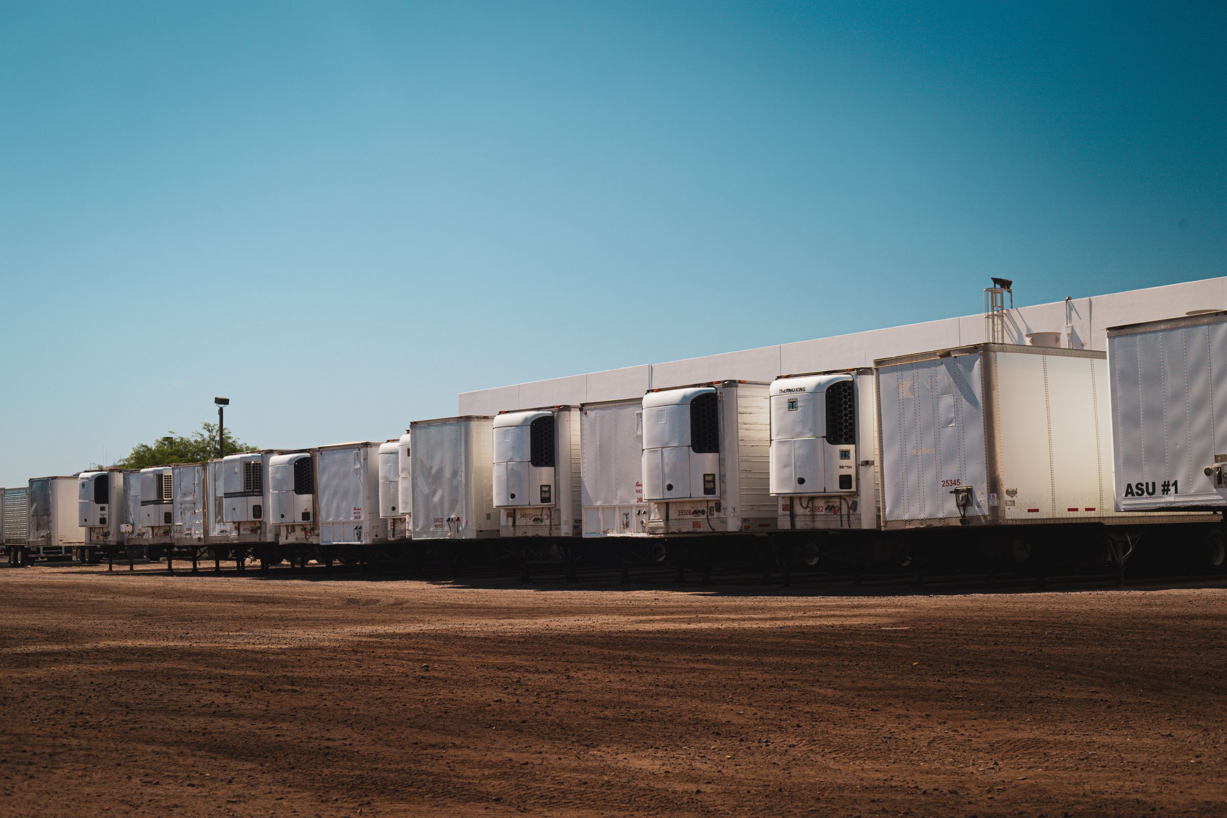Fleet of freight trailers prepared for transportation service